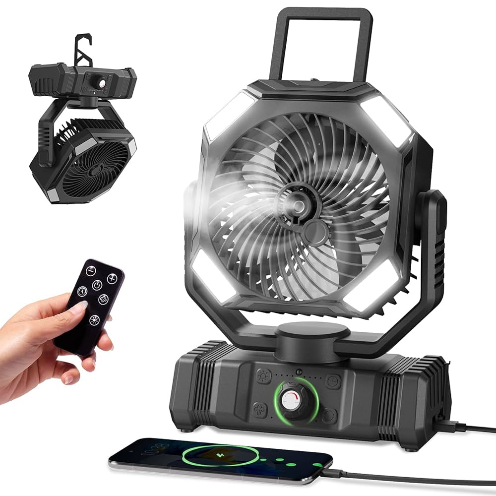 扇風機　ミストファン　キャンプ　アウトドア　サーキュレーター　LEDライト　強力 Amazon | 【Amazon 限定ブランド】キャンプ 扇風機 ミストファン